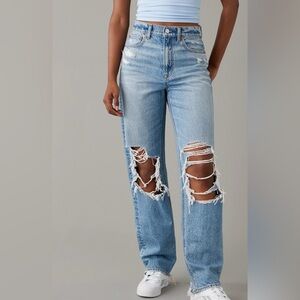 AE Strigid Ripped Highest Waist Baggy Straight Jean
